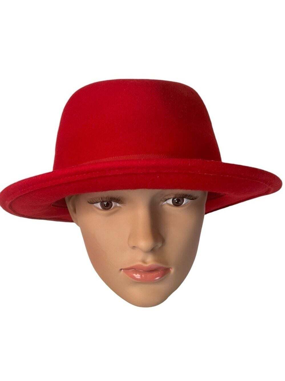 Le Chateau Red Wool Wide Brim Fedora Hat OS Statement Fallcore Bold Layering